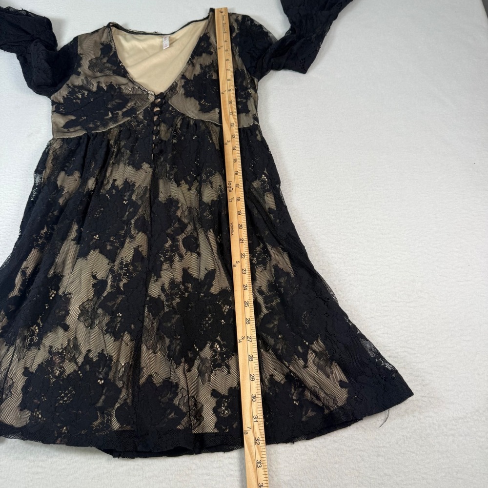 Xhilaration Lace Mini Dress Womens S Black‎ Whimsigoth Boho Bell Sleeve Gothic - Picture 8 of 11